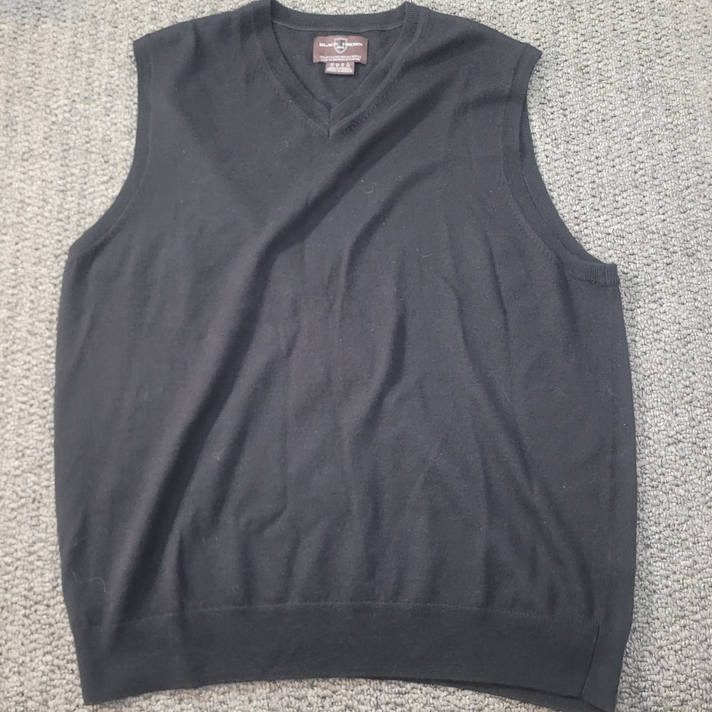 Black & Brown Men's Merino Wool Vest Size L
